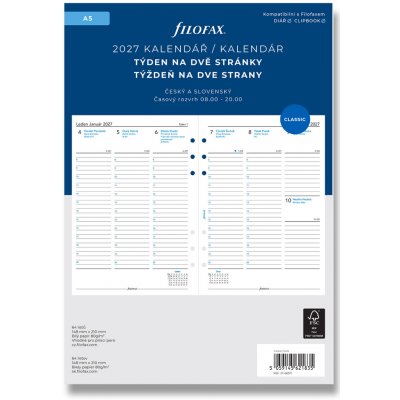 Filofax kalendář A5 2027 ČJ+SJ týden/2 stránky – Sleviste.cz