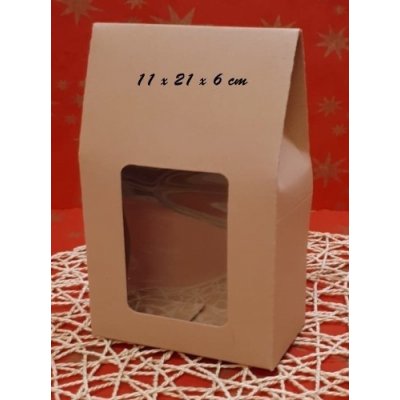 Papírová taštička natural s průhledným okénkem 11x21x6 cm – Zboží Mobilmania