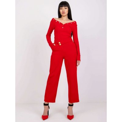 Basic dámské rovné elegantní kalhoty fe-sp-5704.69p-red – Zboží Mobilmania