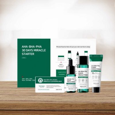 Some By Mi AHA BHA PHA 30 Days Miracle AC SOS mycí pěna 30 ml + tonikum 30 ml + sérum 10 ml + krém 20 g dárková sada – Zboží Dáma