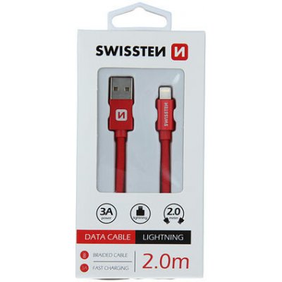 Swissten 71523306 USB / Lightning, 2m, červený – Zbozi.Blesk.cz