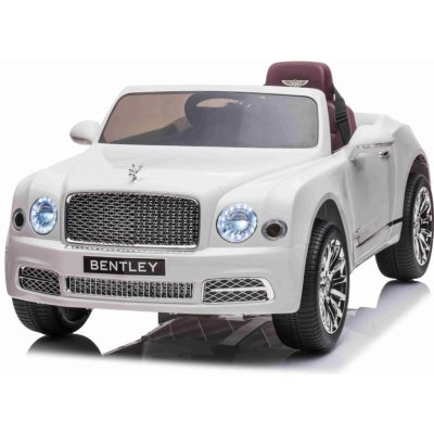 Beneo Elektrické autíčko Bentley Mulsanne 12V Koženkové sedátko 2,4 GHz dálkové ovládání Eva kola USB/Aux Vstup Odpružení 12V/7Ah baterie LED Světla Měkká EVA kola 2 X 35W motor bílá – Zbozi.Blesk.cz