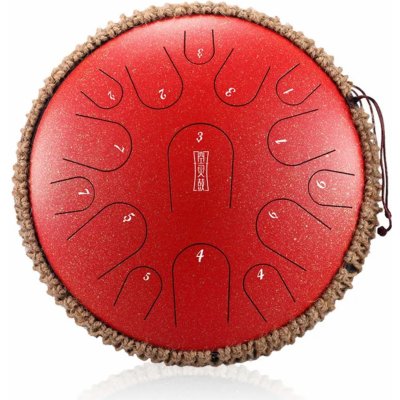 Hütermann Profesional Tongue drum 14' 35cm 15 tónů C-dur perleťový povrch červený s příslušenstvím – Zbozi.Blesk.cz