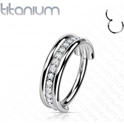 Šperky4U segment kruh helix cartilage tragus piercing titan čiré zirkony TIT1160-1208