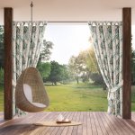 Hotový závěs GARDEN 7 béžový / zelený - na průchodkách – Hledejceny.cz