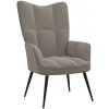 Křeslo vidaXL 327842 relaxační se stoličkou světle šedé samet a PVC