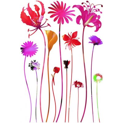 AG Design SM3438 Samolepicí dekorace Červené květiny, rozměry 42,5 x 65 cm – Sleviste.cz