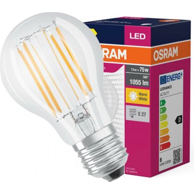 Osram LED žárovka E27 Filament CLA FIL 7,5W 75W teplá bílá 2700K – Hledejceny.cz