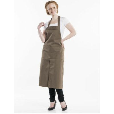 Chaud Devant Kuchářská zástěra s náprsenkou 4-Pockets Taupe Brown – Hledejceny.cz