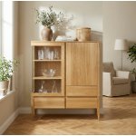 Nábytek z lesa Vitrína VI37DB Heritage retro masiv dub 120 x 140 x 43 cm 5YG – Sleviste.cz