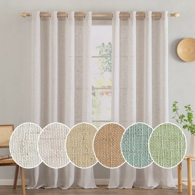 MIULEE poloprůsvitné závěsy s oky 140 × 215 cm, 2 ks, přírodní bílá – Hledejceny.cz