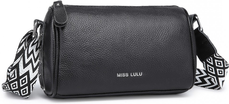 MIss Lulu dámská kožená crossbody kabelka se širokým popruhem L2309 černá