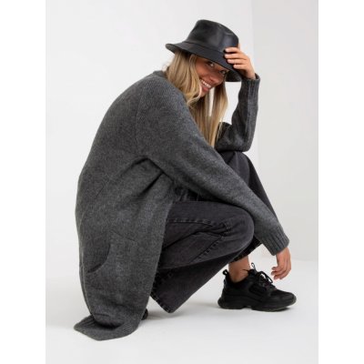 Rue Paris Dlouhý pletený kabátek tmavě šedý – Zboží Mobilmania