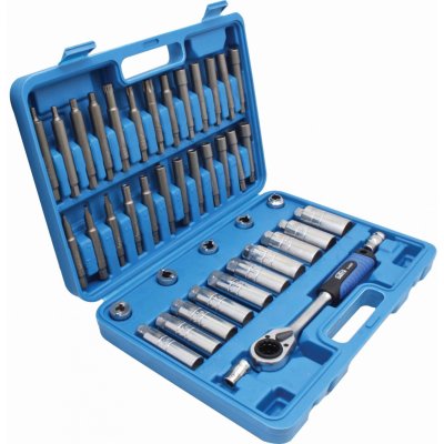 Hlavice a bity na servis tlumičů, s průchozí ráčnou, sada 43 ks - SATRA – Zboží Mobilmania