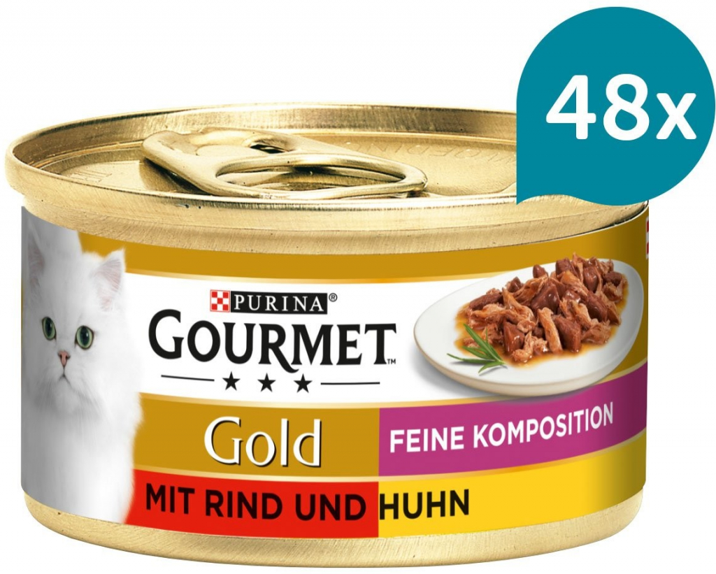 Gourmet Gold Feine Komposition hovězí a kuřecí maso 48 x 85 g