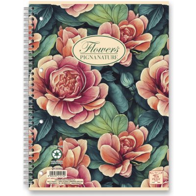 Pigna kroužkový blok Nature Flowers A4 linkovaný 60 listů – Zboží Dáma