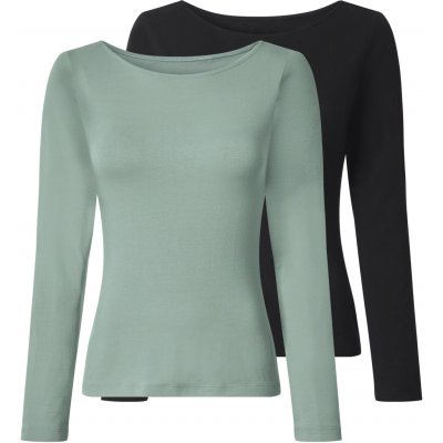 Esmara dámské triko s dlouhými rukávy 2 kusy černá/zelená – Sleviste.cz