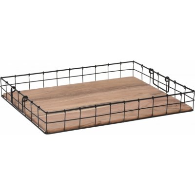 Lepaso Kovový tác s dřevěným dnem 50x37x6cm – Zboží Mobilmania