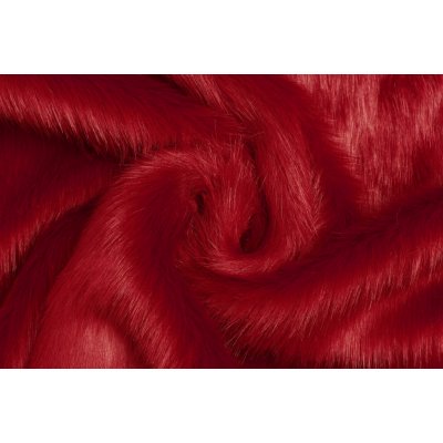 Umělá kožešina - Červená vysoký vlas – Zboží Mobilmania