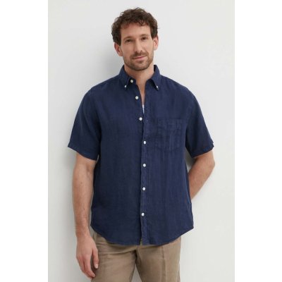 Gant lněná košile regular s límečkem button-down 3240121 tmavomodrá