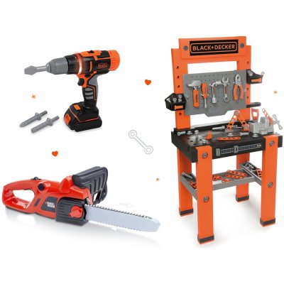 Smoby detská pracovná dielňa Black+Decker so 79 doplnkami+elektronická kotúčová píla+elektronická vŕtačka – Sleviste.cz