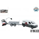 Kids Globe Traffic VW Transporter s přívěsem 27cm zpětný chod s mini bagrem v krabičce – Hledejceny.cz