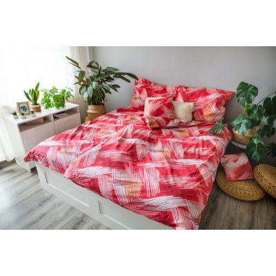 TiaHome 3 dílné povlečení bavlněné Red righe 200x140 70x90 – Zboží Mobilmania