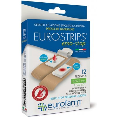 Eurofarm EUROSTRIPS emo-stop hemostatická náplast, 31 mm x 72 mm, 100 ks Barva: transparentní – Zboží Mobilmania
