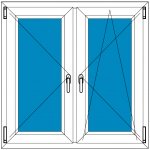 Aluplast Plastové okno Ideal 4000 Dvoudílné se středovým sloupkem 200x150 Bílá - Tmavý dub – Sleviste.cz