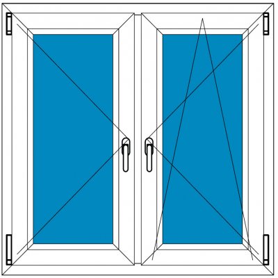 Aluplast Plastové okno Ideal 4000 Dvoudílné se středovým sloupkem 200x150 Bílá - Tmavý dub – Sleviste.cz