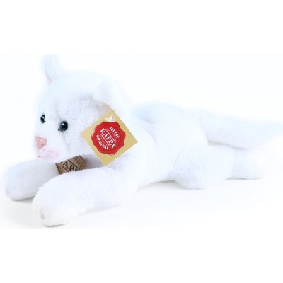 kočka ležící bílá 18 cm