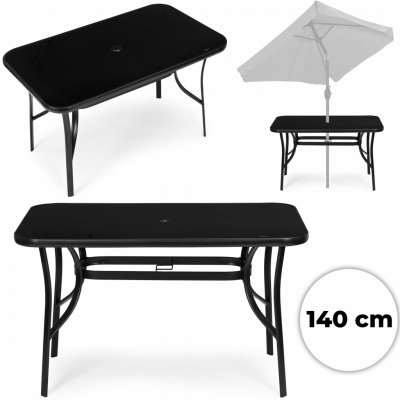 MultiGarden SC-094 Zahradní stůl skleněný Wave 140x80 cm, černý – Hledejceny.cz