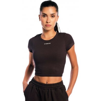 GymBeam Dámské tričko Women‘s Aura Cropped T Shirt Tee Brown – Zboží Mobilmania