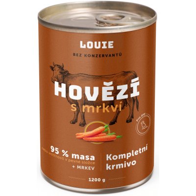 LOUIE konzerva pro psy - Hovězí s mrkví 1200g