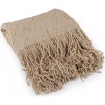 Stoklasa Pletená deka / přehoz s třásněmi 130x155 béžová – Zboží Dáma