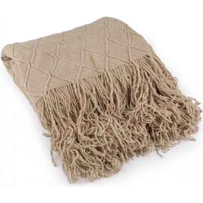 Stoklasa Pletená deka / přehoz s třásněmi 130x155 béžová – Zboží Dáma