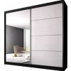 Šatní skříň Idzczak Multi 35 183 cm s posuvnými dveřmi a zrcadlem Černá / bílá lesklá