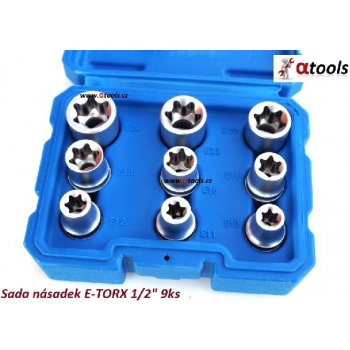 SATRA Nástrčné hlavice TORX-E 1/2", E10 - E24, 9 ks