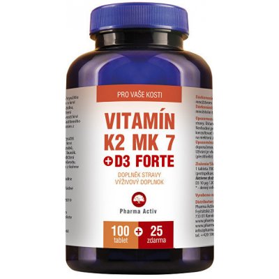 Pharma Activ Vitamín K2 MK7 + D3 forte 100+25 tablet – Hledejceny.cz