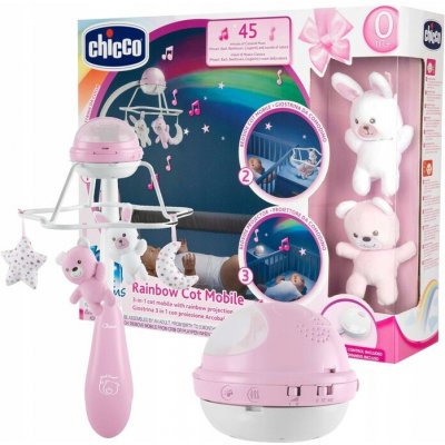 Chicco Kolotoč nad postýlku Rainbow 3v1 růžový First Dreams s dálkovým ovládáním – Sleviste.cz