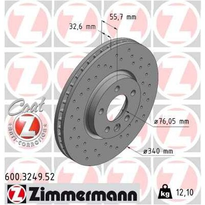 Brzdový kotouč ZIMMERMANN 600.3249.52 (600324952) | Zboží Auto