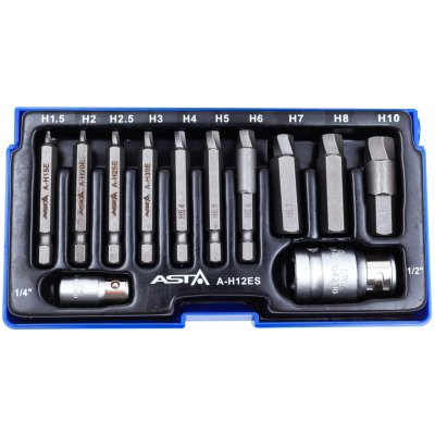 ASTA A-H12ES Vytahováky poškožených šroubů Imbus 1/4” a 1/2”, sada 12 dílů – Zboží Dáma