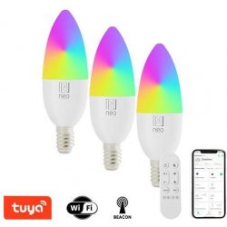 Immax Smart LED žárovka E14 6W RGB+CCT NEO 07716CDO WiFi Tuya sada 3ks