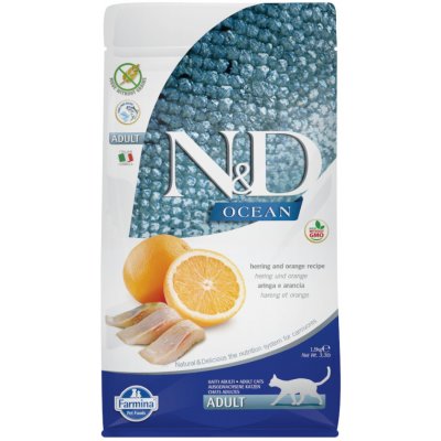 N&D OCEAN CAT Grain Free Adult Herring & Orange 2 x 1,5 kg – Zboží Mobilmania