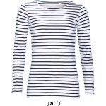 Sol's Dámské pruhované tričko s dlouhým rukávem bílá modrá námořní – Zboží Mobilmania