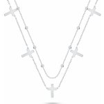 Brilio Silver Dvojitý stříbrný náhrdelník s křížky NCL157W – Hledejceny.cz