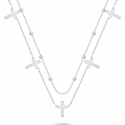 Brilio Silver Dvojitý stříbrný náhrdelník s křížky NCL157W – Hledejceny.cz