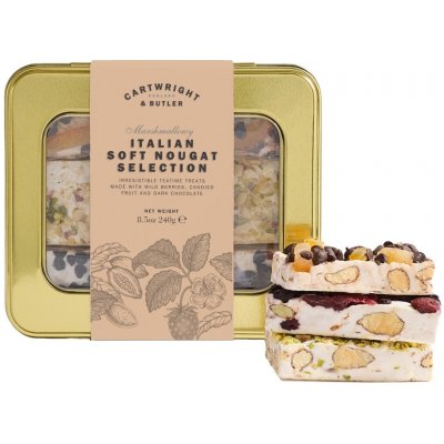 Cartwright & Butler Italian Soft Nougat Selection Nugátové mandlové tyčinky v plechové dóze 240 g – Zboží Dáma