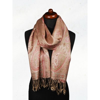 Hedvábná šála Super střední Norga zlatá s červenou – Zboží Mobilmania