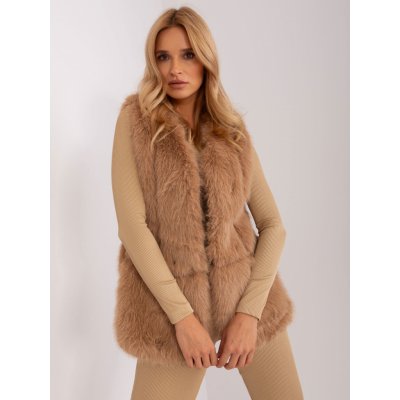 Italy Moda chlupatá kožíšková vesta at-kz-2368.00p camel